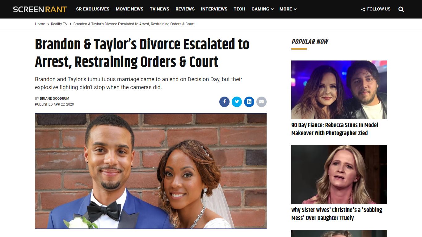 Brandon & Taylor’s Divorce Escalated to Arrest ... - ScreenRant