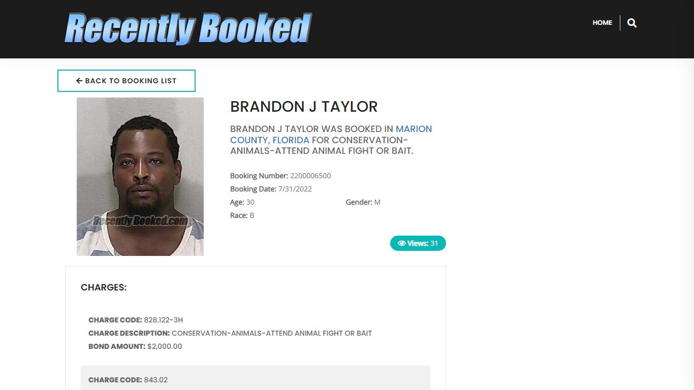 Recent Booking / Mugshot for BRANDON J TAYLOR in Marion County, Florida